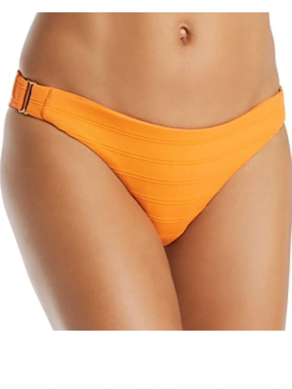 L*Space Rosemary Style Ribbed Orange Tangerine Full Cut Bikini Bottoms Sz Small